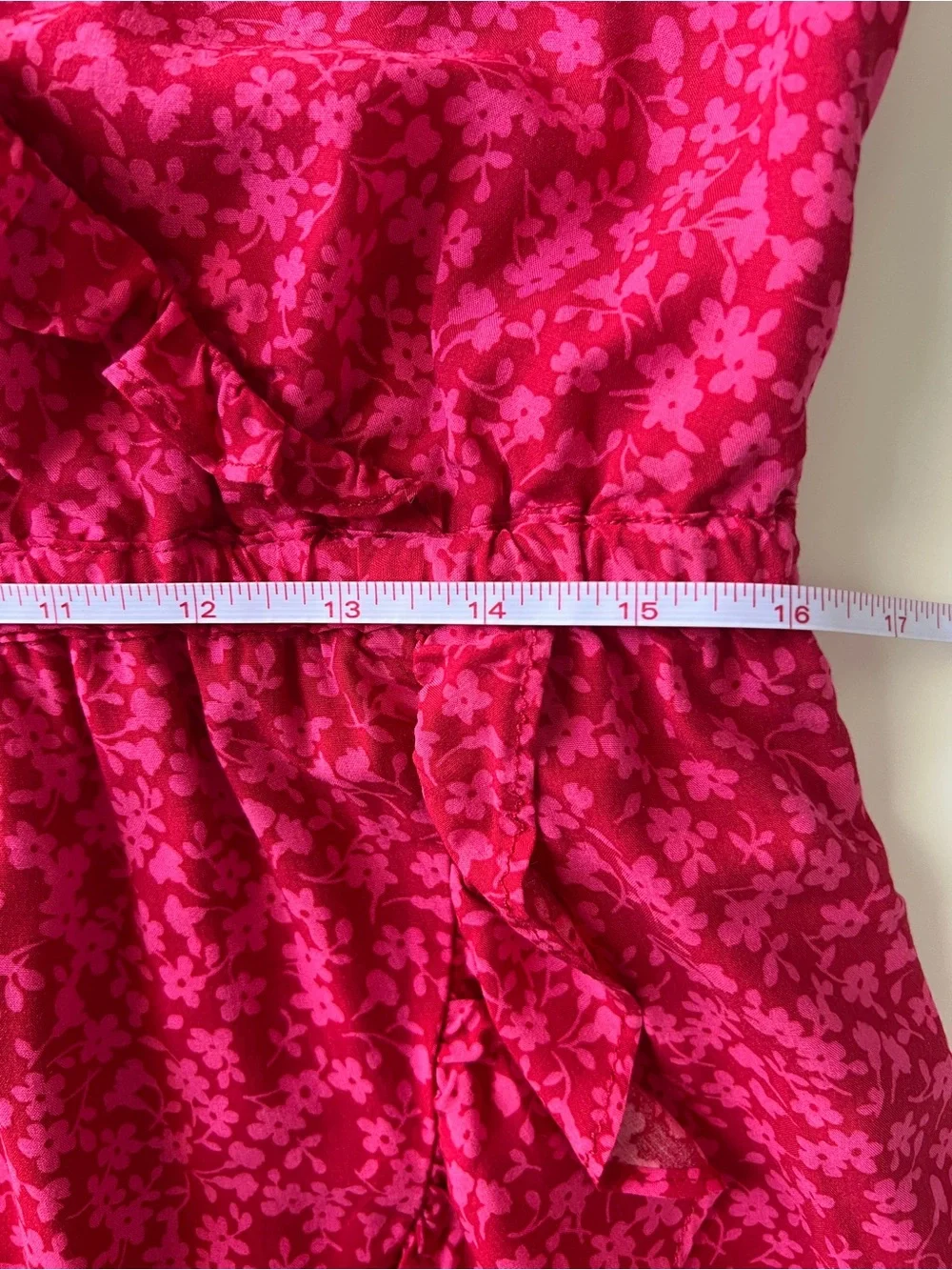 J.Crew Pink Floral Ruffle Wrap V-Neck Dress Size 12 Tossed Bouquet Knee Length